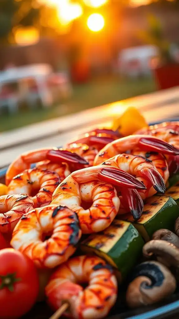 grilled shrimp and vegetables