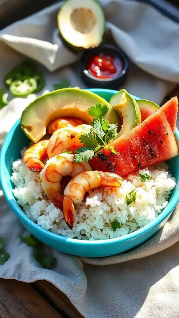 grilled shrimp and watermelon grilled shrimp and watermelon