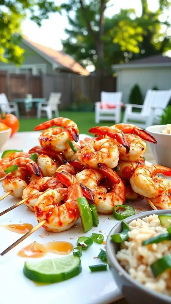 grilled shrimp on skewers