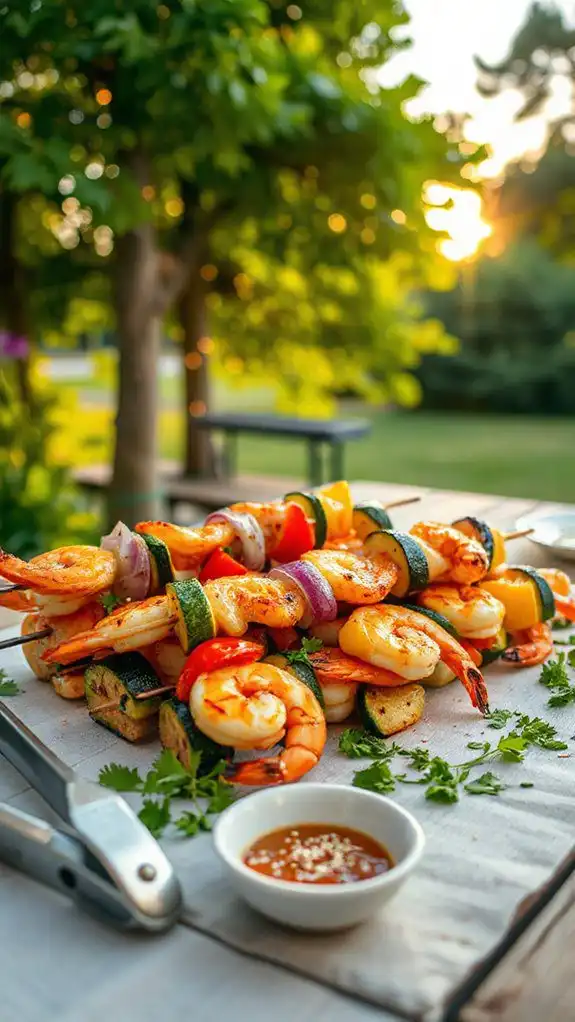 grilled shrimp vegetable skewers