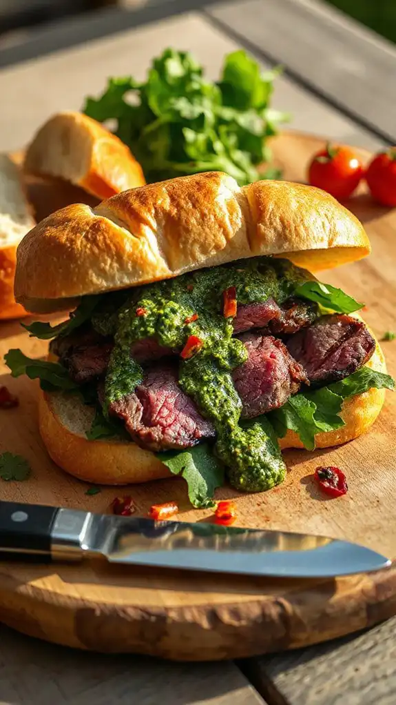 grilled steak chimichurri sandwiches