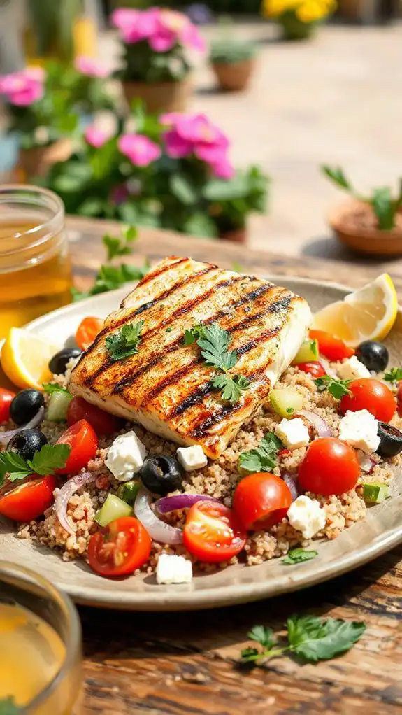 grilled swordfish with quinoa