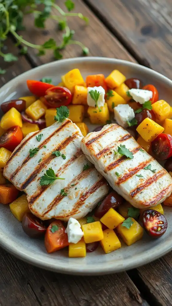 grilled swordfish with salad