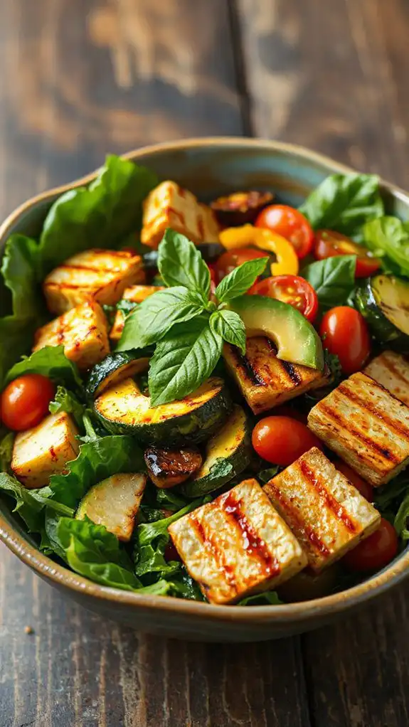 grilled tofu and vegetables salad