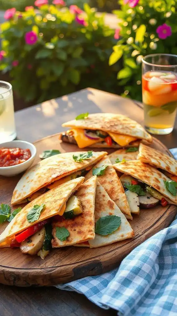 grilled vegetable cheddar quesadillas