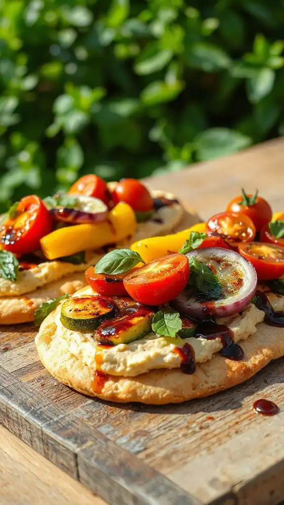 grilled vegetable hummus flatbreads