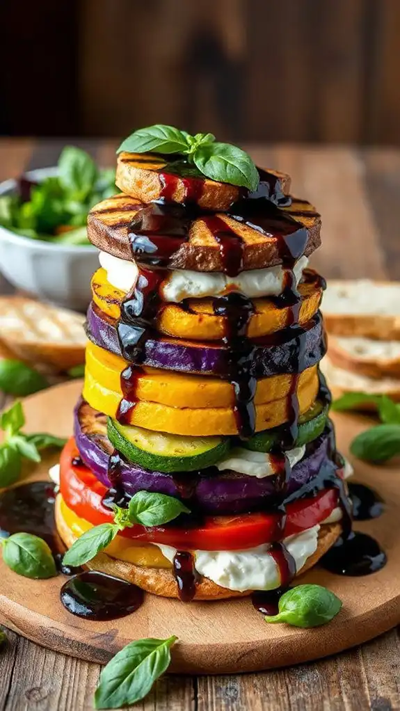 grilled vegetable stack glazed