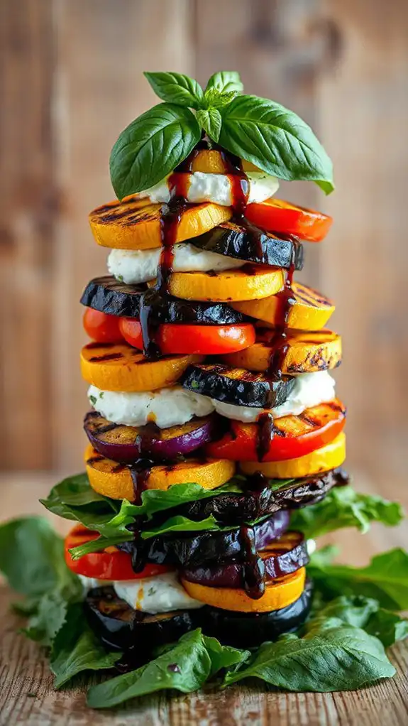 grilled vegetable stack with cheese