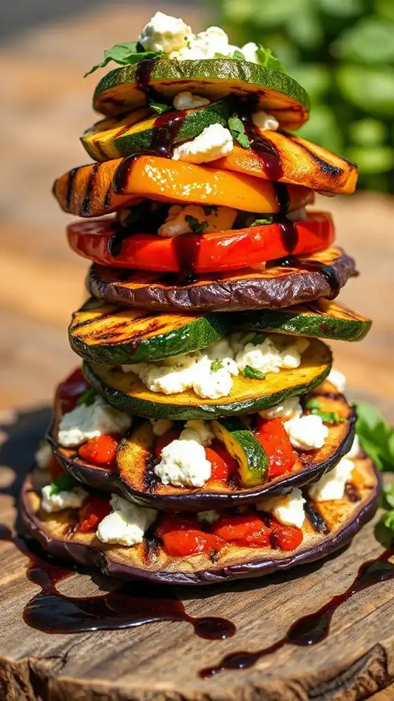 grilled vegetable tower dish