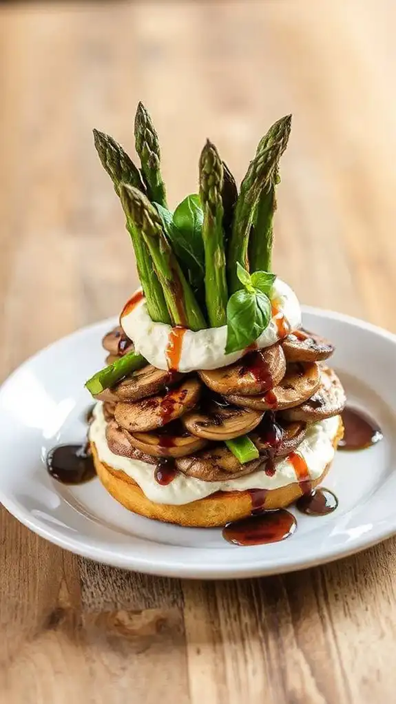 grilled vegetable tower dish