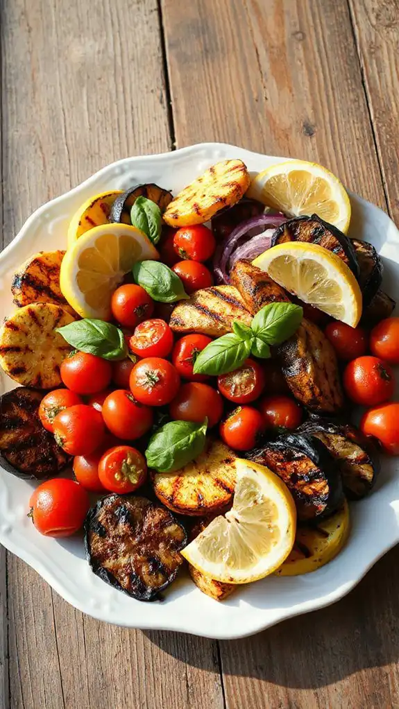grilled vegetables on platter grilled vegetables on platter