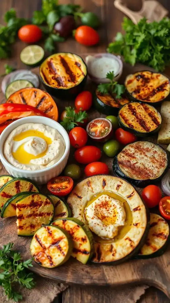 grilled vegetables with hummus