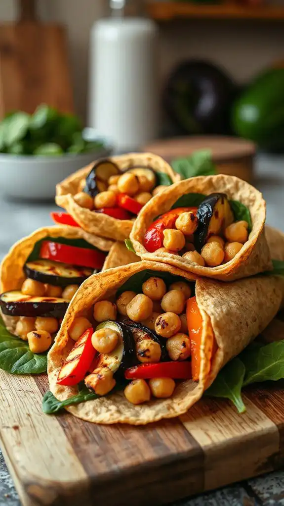 grilled veggie and chickpea wraps