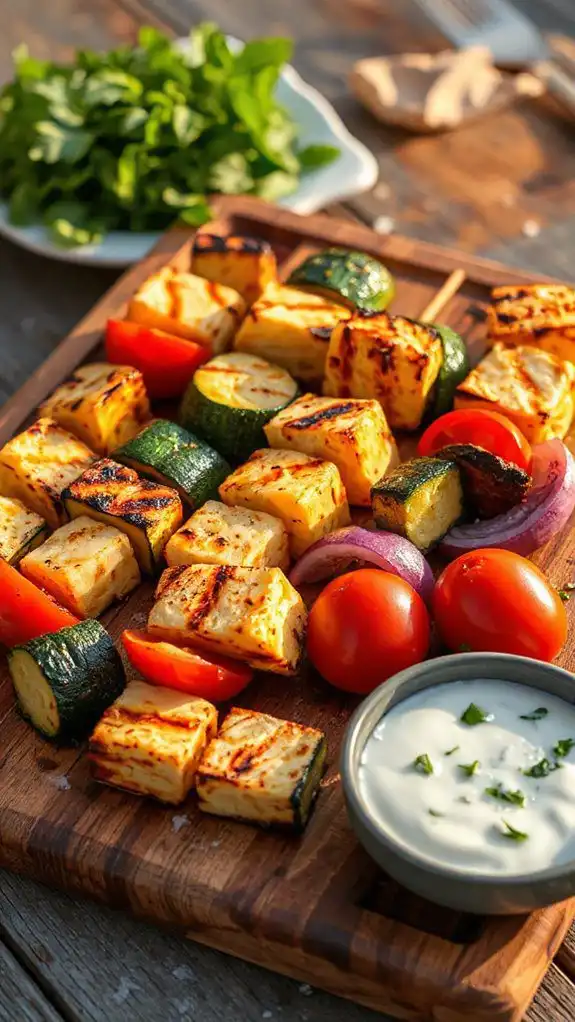 grilled veggie halloumi skewers