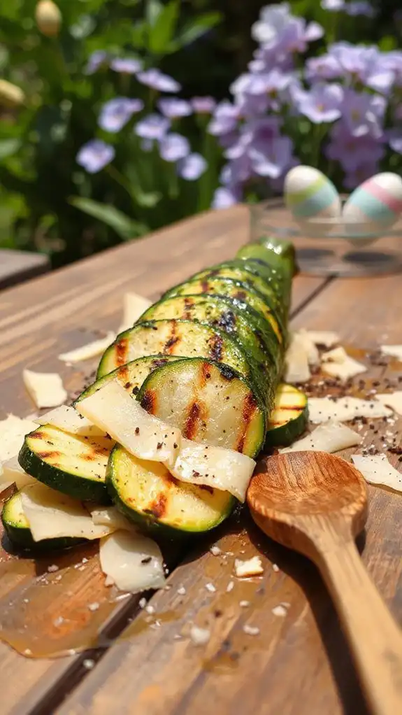 grilled zucchini topped with parmesan