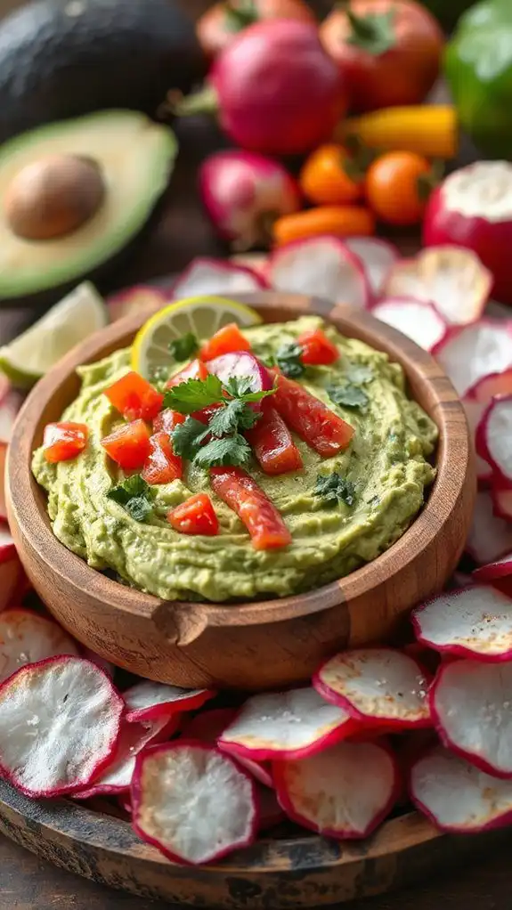guacamole served with radish