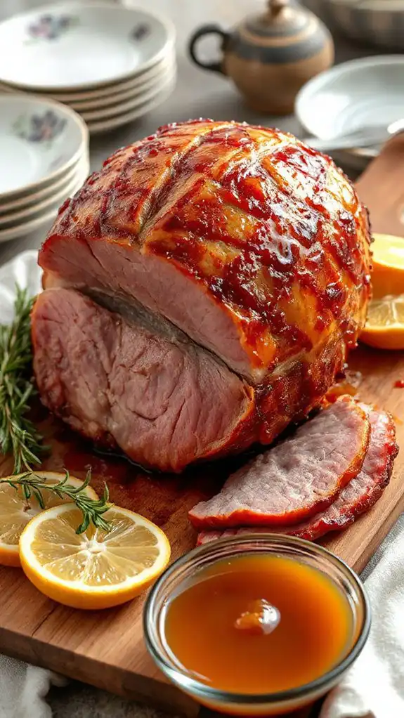 ham glazed with mustard
