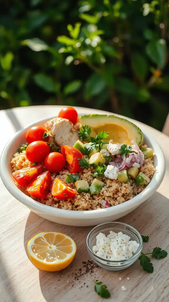 healthy chicken quinoa bowl