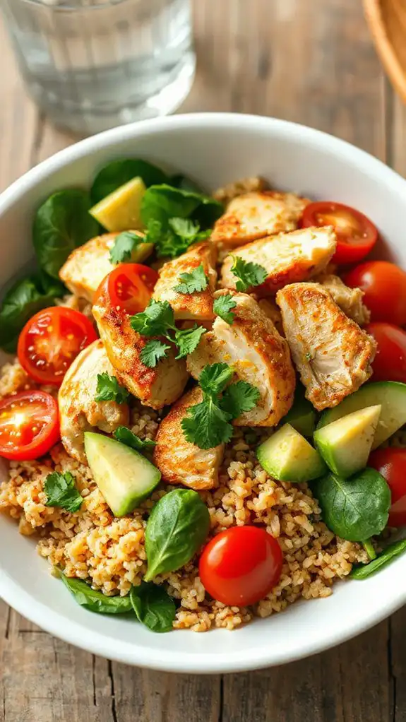 healthy chicken quinoa bowl