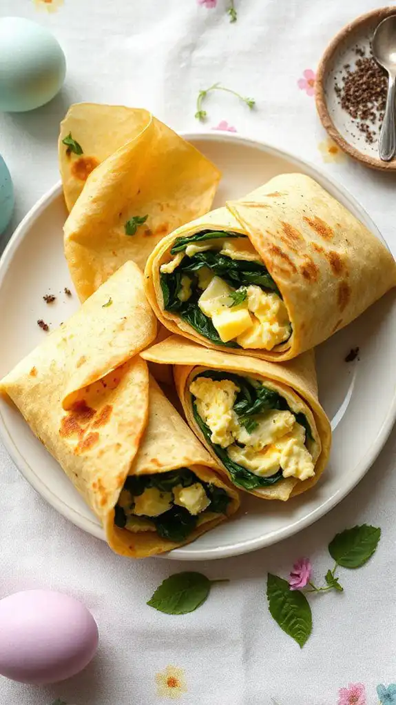 healthy egg spinach wraps