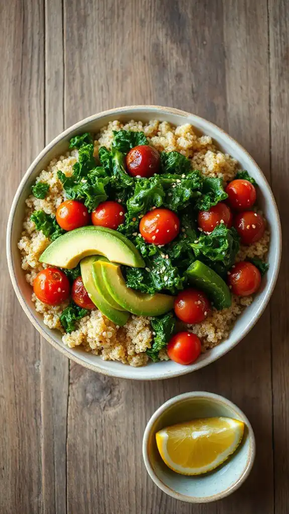 healthy greens and grains