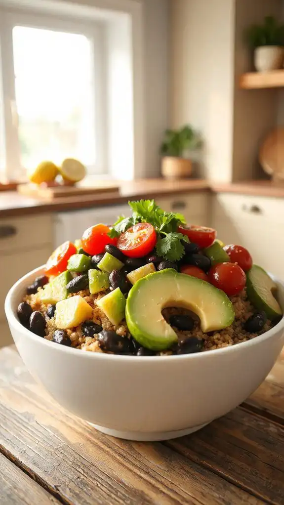 healthy quinoa black bean bowl