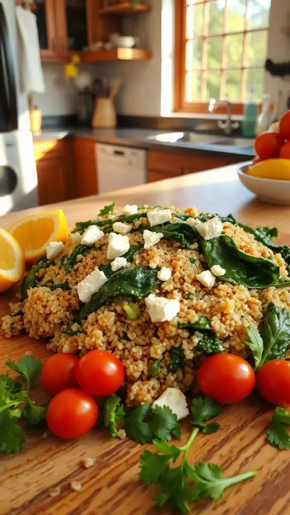 healthy quinoa spinach dish