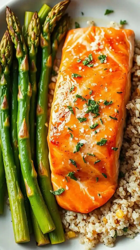 healthy salmon asparagus quinoa