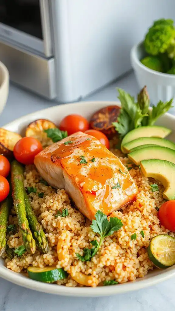 healthy salmon quinoa bowl