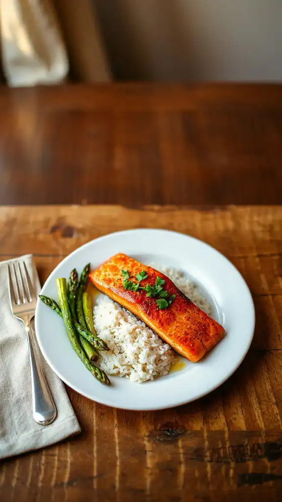 healthy salmon rice dish