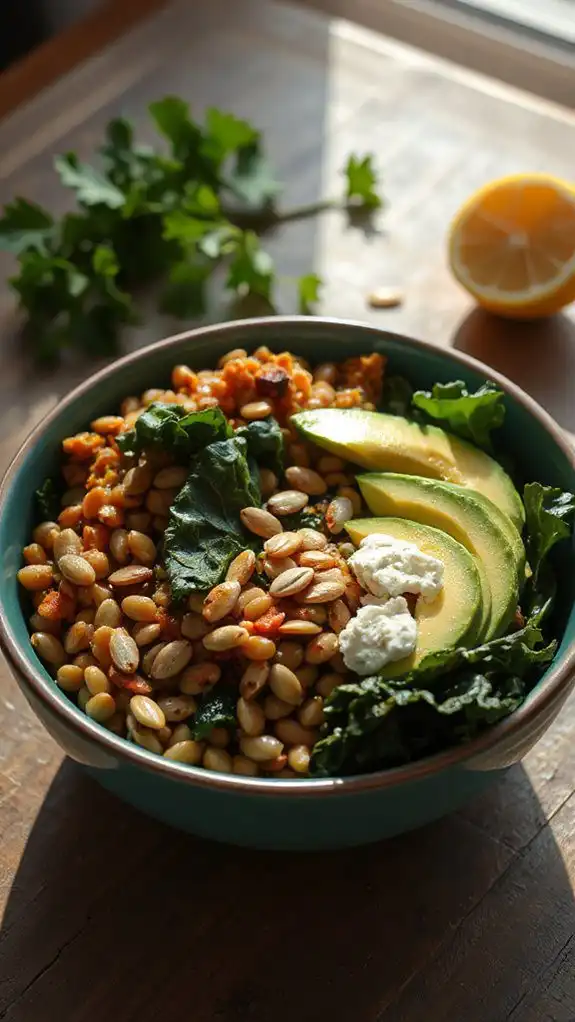 healthy spicy lentil bowl