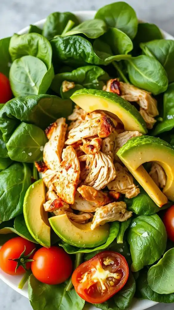 healthy spinach chicken salad