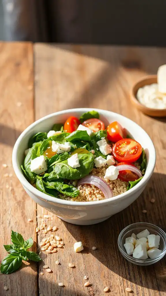 healthy spinach feta bowl