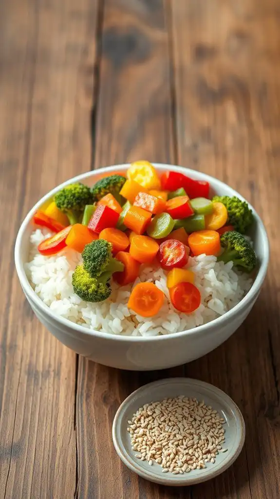 healthy steamed vegetable rice