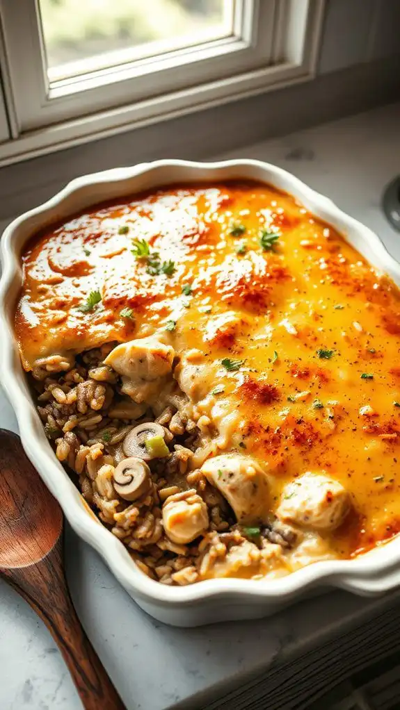 hearty chicken rice bake