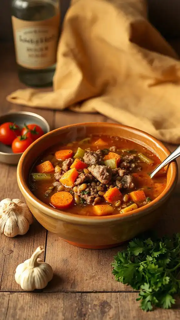 hearty lentil hamburger soup