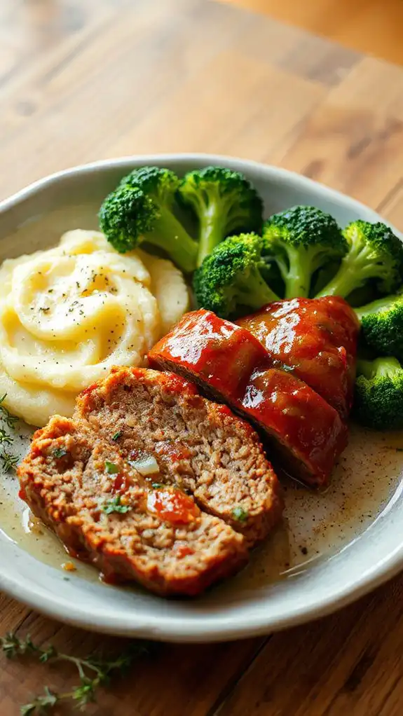 hearty meatloaf and potatoes