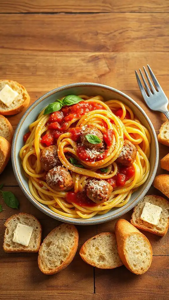 hearty pasta with meatballs