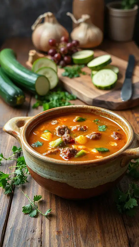 hearty zucchini beef soup
