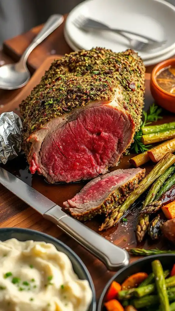 herb coated beef roast