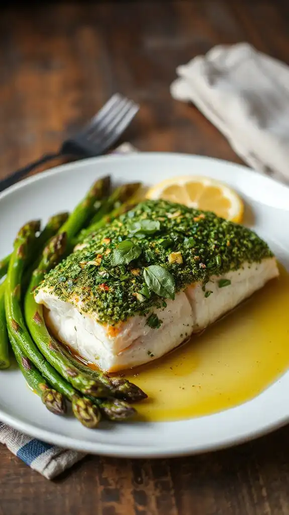 herb crusted cod dish