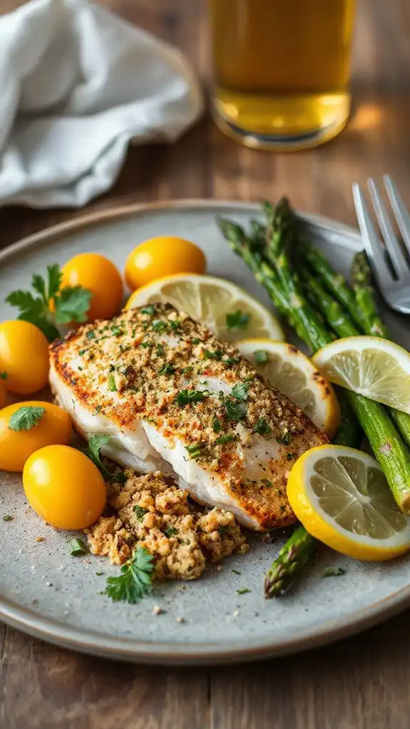 herb crusted fish dish