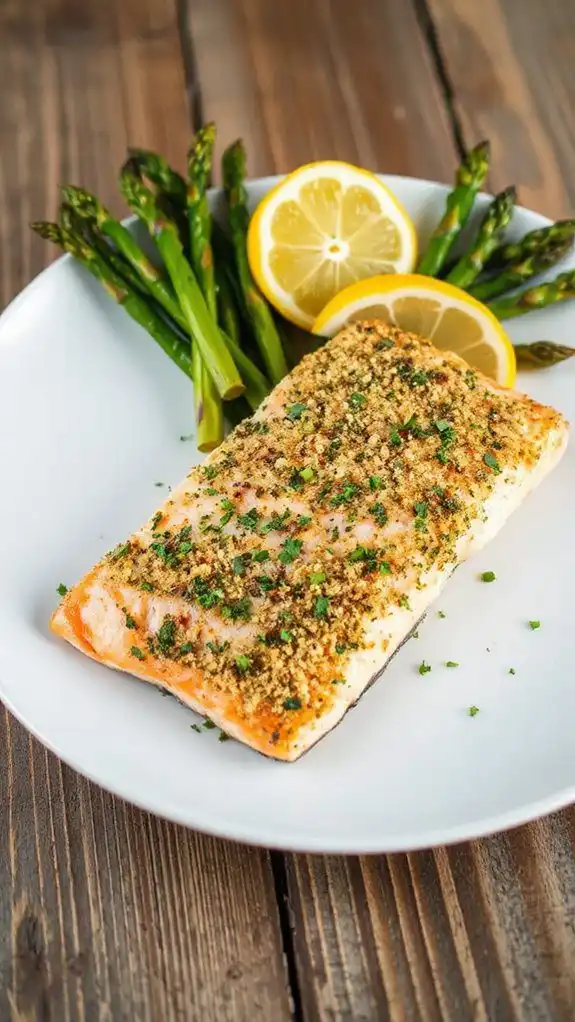 herb crusted salmon dish