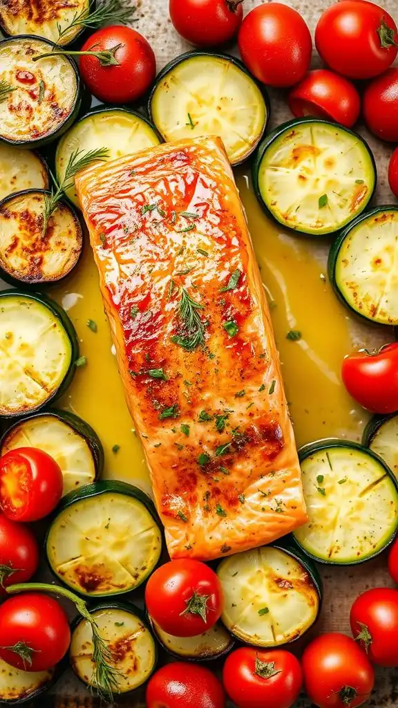 herb crusted salmon zucchini dish