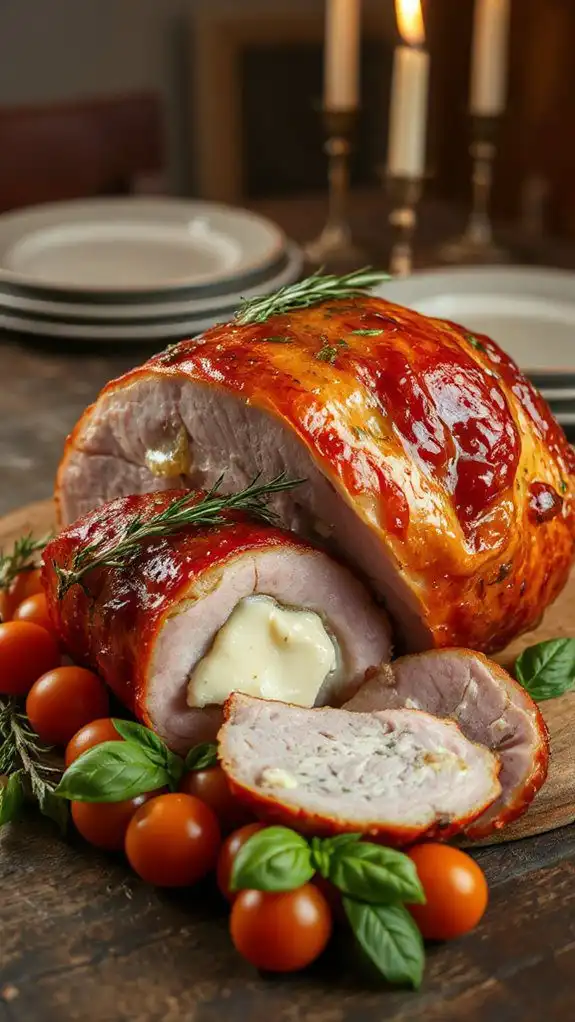 herb infused cheese filled ham