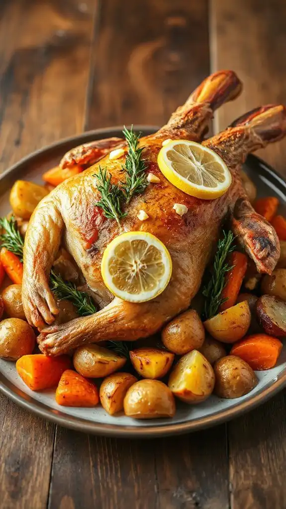 herb infused garlic roasted rabbit
