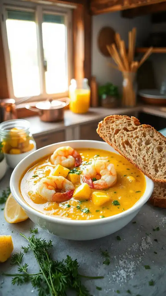 herb infused shrimp corn chowder
