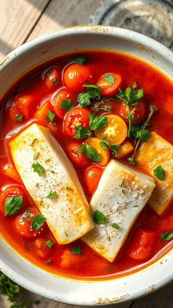 herb infused tomato fish stew