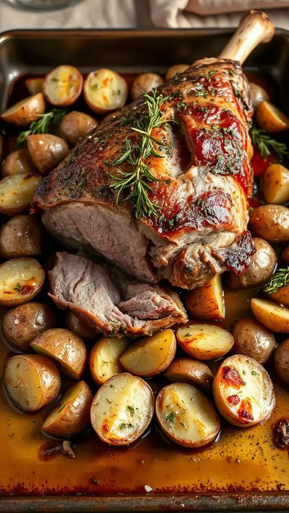 herb roasted lamb with potatoes