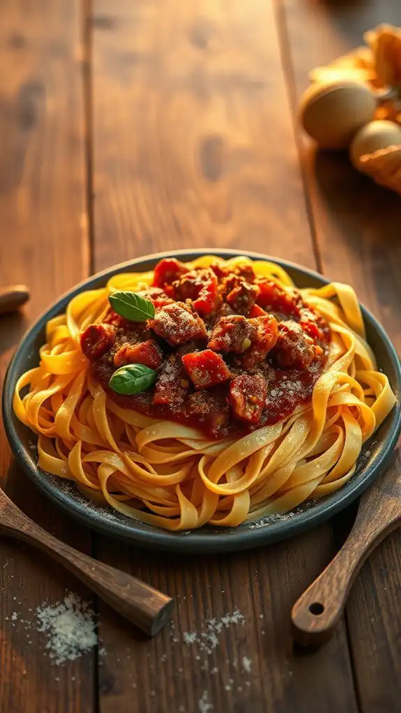homemade pasta with sauce